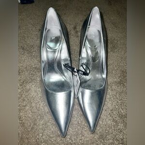 Zara Silver Metallic Pumps Heels - Size 9